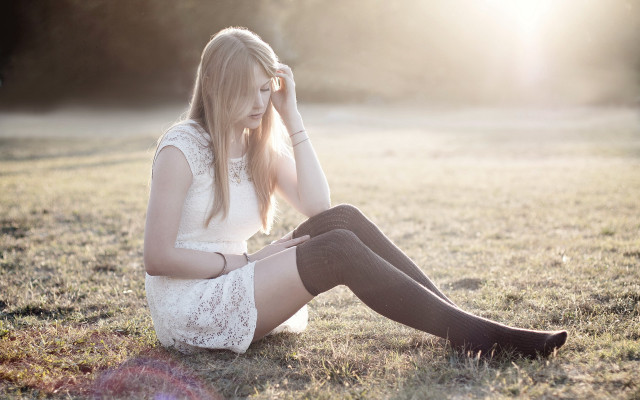 Woman sitting field sunset jewelry free wallpaper - medium preview image
