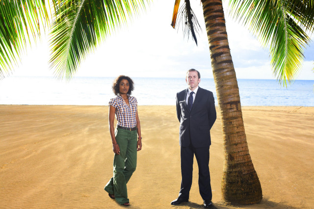 Beach palm tree people sunset free wallpaper - medium preview image