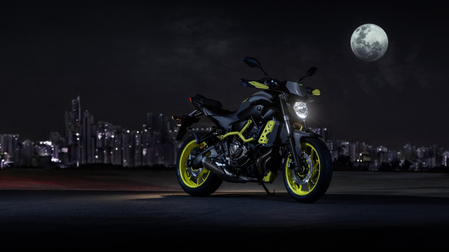 Motorcycle city night fullmoon cityscape free wallpaper - medium preview image