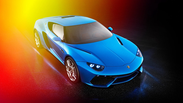 Blue sports car rainbow background free wallpaper - medium preview image