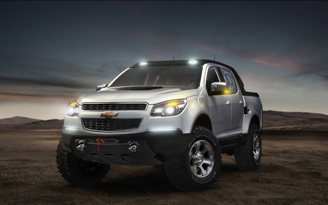 Silver truck desert night photorealism free wallpaper - medium preview image