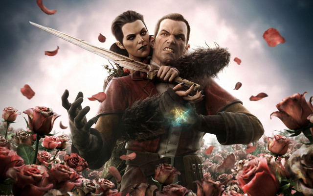 Man holding woman rose field free wallpaper - medium preview image