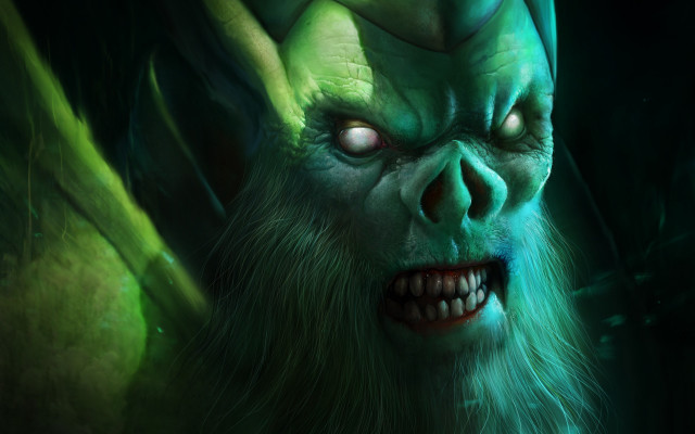 Green monster big grin glowing free wallpaper - medium preview image