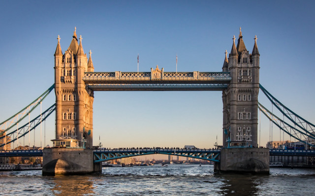 Bridge water boat city sunset free wallpaper - medium preview image