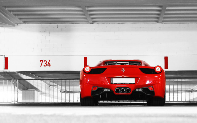 Red sports car parking garage #11 free wallpaper - medium preview image