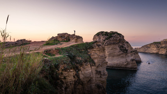 Cliff road boat sunset mountain free wallpaper - medium preview image