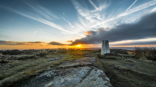 Stone wall field sunset clouds free wallpaper - medium preview image