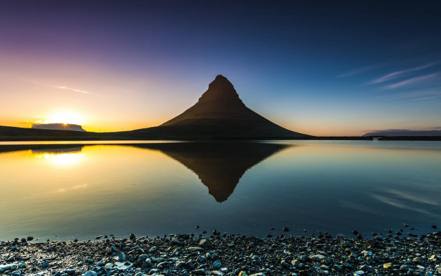 Mountain lake reflection sunset eveline free wallpaper - medium preview image