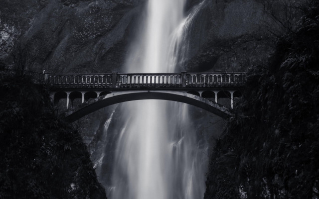 Bridge waterfall trees night mountain free wallpaper - medium preview image