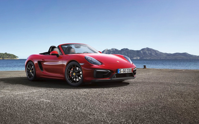 Red sports car beach ocean #4 free wallpaper - medium preview image