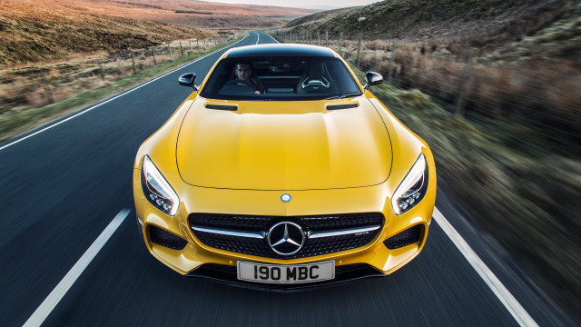 Yellow mercedes sls front country free wallpaper for desktop - medium preview image