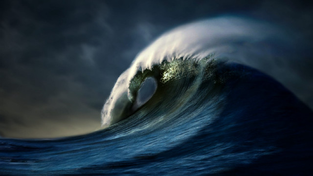 Large wave breaking dark sky free wallpaper - medium preview image