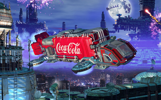 Futuristic coca cola car flying free wallpaper - medium preview image