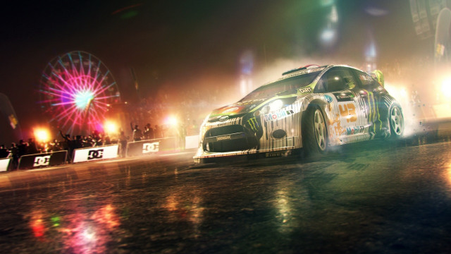 Car fireworks ferriswheel night cityscape free wallpaper - medium preview image