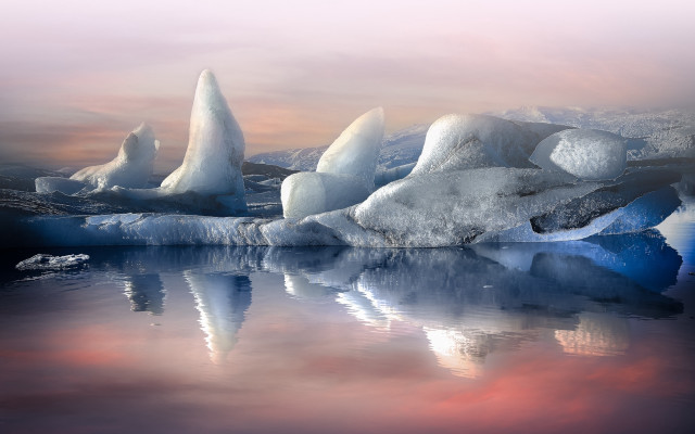 Iceberg lake mountains clouds sunset free wallpaper - medium preview image