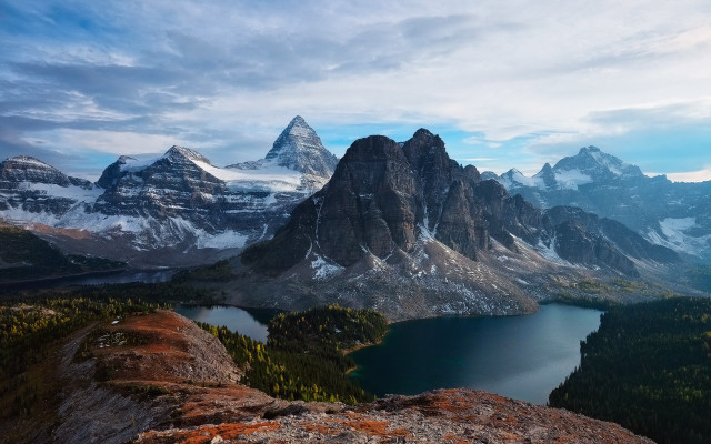 Mountain lake snow capped sky #4 free wallpaper - medium preview image