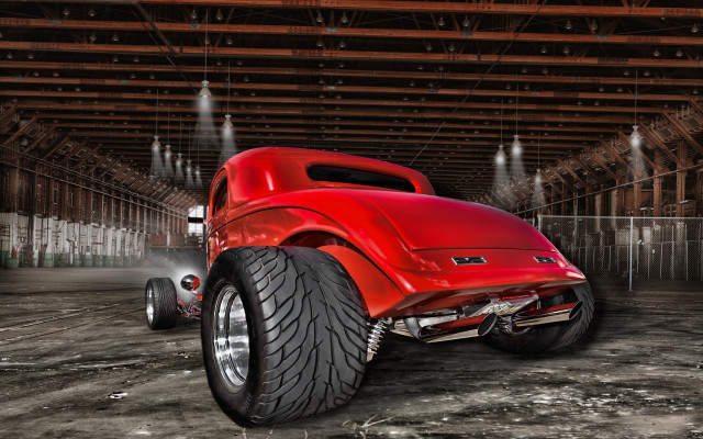 Red car garage smoke matte free wallpaper - medium preview image