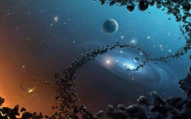 Planets blue sky stars dust free wallpaper - medium preview image