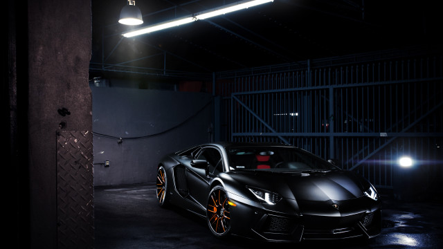 Black sports car garage night free wallpaper - medium preview image