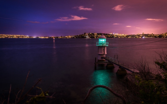 Dock light night city purple free wallpaper - medium preview image