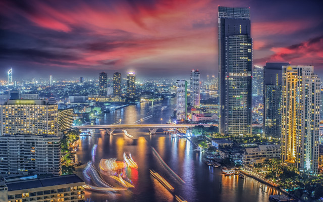 Tokyo skyline river bridge night #2 free wallpaper - medium preview image
