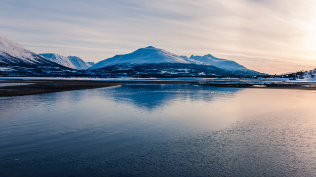 Mountains lake sky water boat free wallpaper - medium preview image