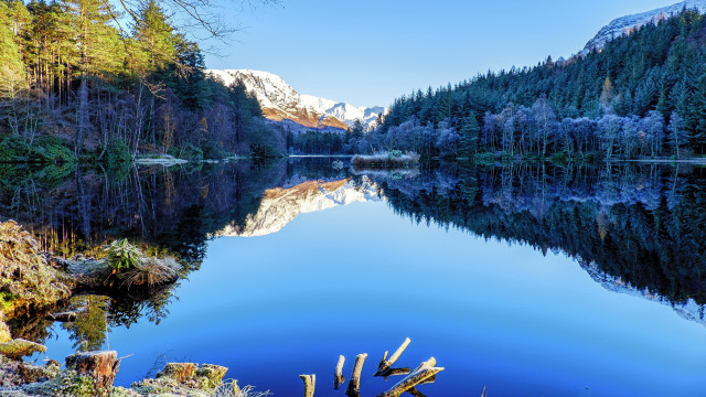 Lake mountains trees snow blue #2 free wallpaper - medium preview image