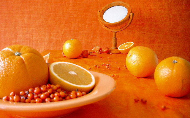 Bowl of oranges mirror magnifying free wallpaper - medium preview image