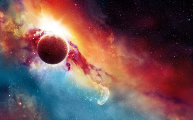 Colorful space scene large object #2 free wallpaper - medium preview image