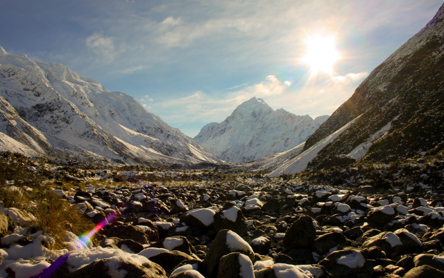 Mountain snowy landscape city light free wallpaper - medium preview image