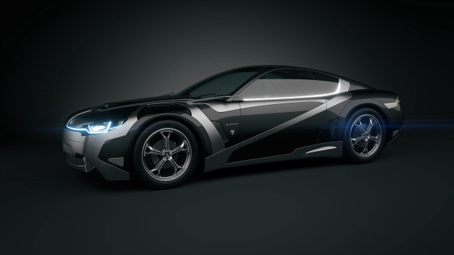 Black sports car bright light free wallpaper for desktop - medium preview image