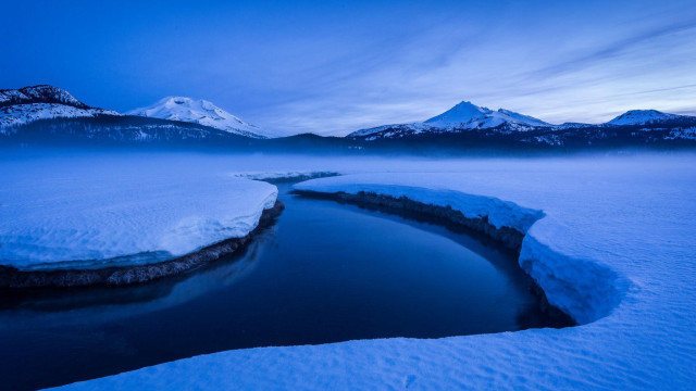 Frozen lake snow mountains blue free wallpaper - medium preview image
