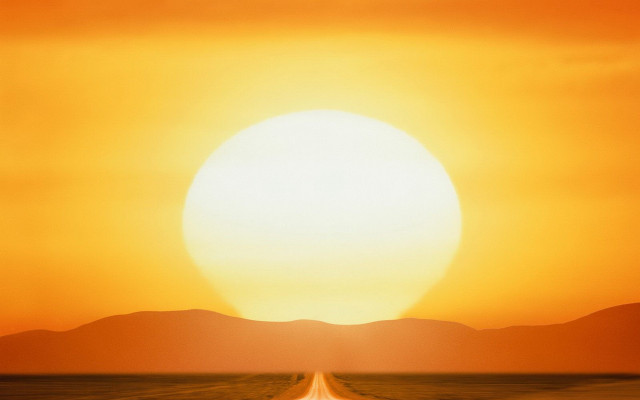 Desert road sunset mountains ocean free wallpaper - medium preview image