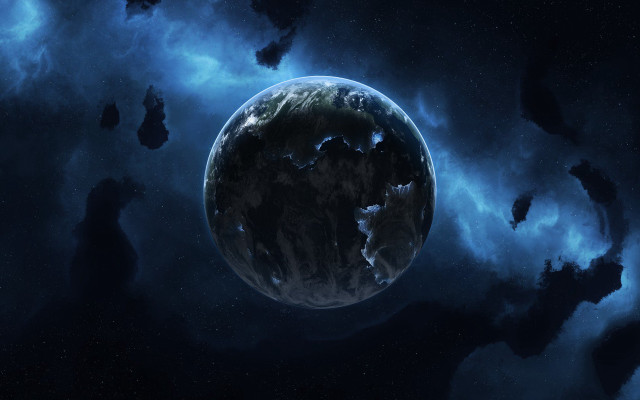 Space station blue planet night free wallpaper - medium preview image