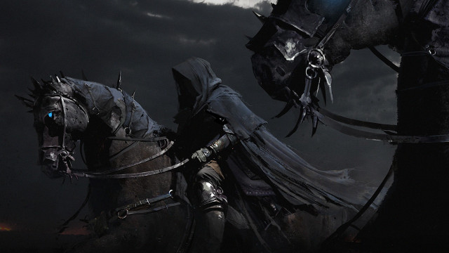 Man horse cloudy sky glowing free wallpaper - medium preview image