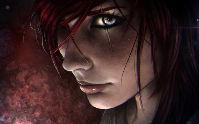 Red haired woman blue eyes #7 free wallpaper - medium preview image
