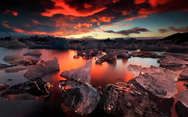 Sunset water rocks clouds mystical #3 free wallpaper - medium preview image