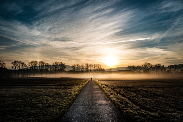 Sunset foggy path field bernd free wallpaper - medium preview image