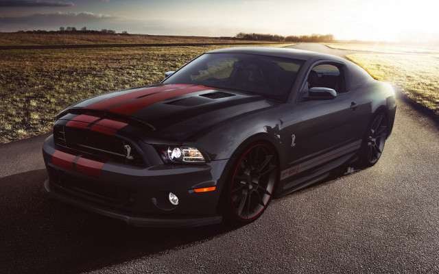 Mustang sunshine road grass field free wallpaper - medium preview image