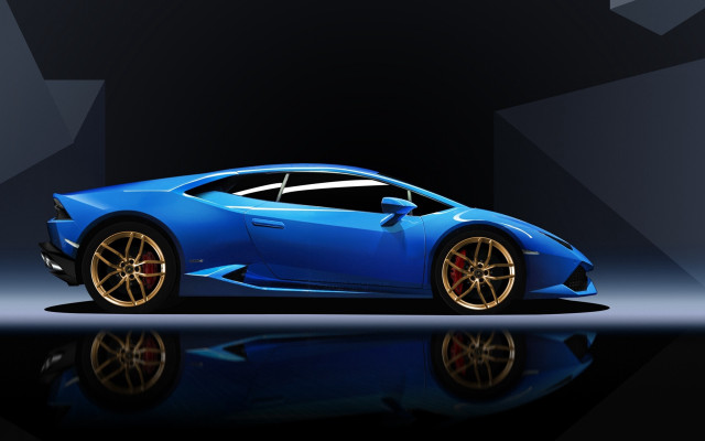Blue sports car gold rims free wallpaper - medium preview image