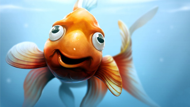 Goldfish big smile swimming bubbles free wallpaper - medium preview image
