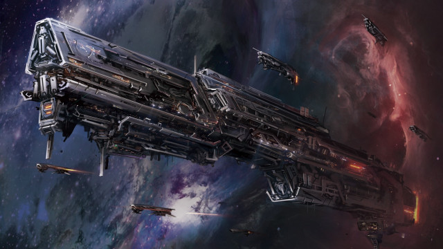 Space station galaxy ships stars free wallpaper - medium preview image