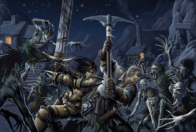 Mountain night fullmoon demon axe free wallpaper - medium preview image