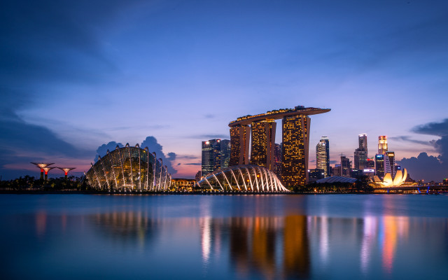 City skyline night reflection architecture #3 free wallpaper - medium preview image