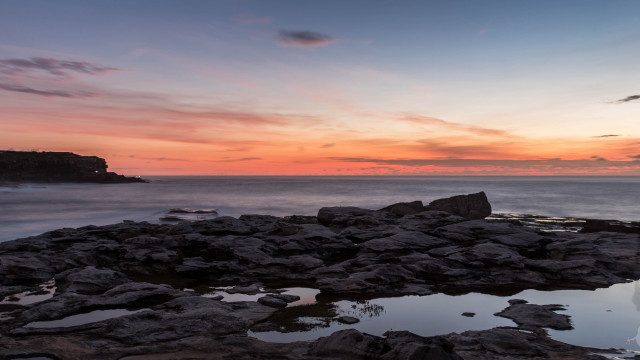 Sunset ocean rocks water cliff free wallpaper - medium preview image