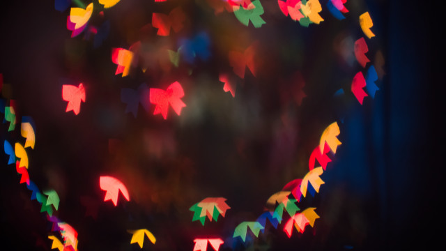 Colorful paper leaves blurry bokeh free wallpaper - medium preview image