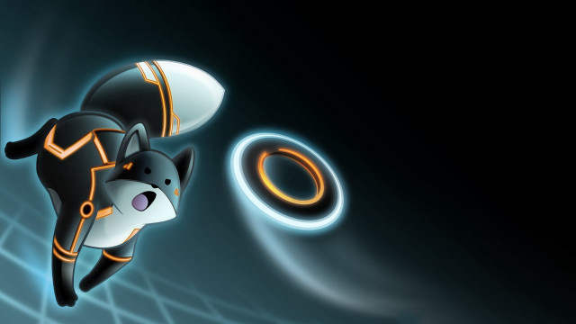 Flying cat ring black glow free wallpaper - medium preview image