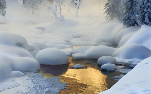 Winter stream ice chunks snowy free wallpaper - medium preview image