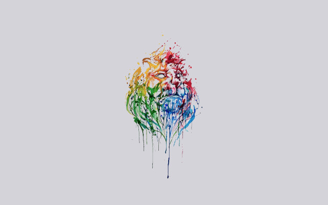 Multicolored brain paint splatters gray free wallpaper - medium preview image