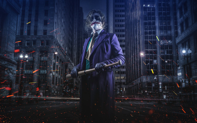 Joker city night fireworks man free wallpaper - medium preview image